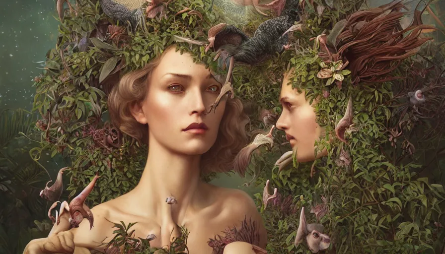 Image similar to Garden of Eden, Terrestrial Paradise, animals leaving in the paradise, creature design, insanely detailed and intricate, Charlie Bowater, Tom Bagshaw, Norman Rockwell, high resolution, photorealistic, octane rendered, unreal engine, illustration, trending on artstation, masterpiece, 8k