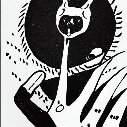 Prompt: black and white illustration of a meerkat giving thumbs up by Jack Gaughan