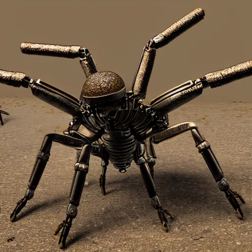 Prompt: a landmine with mechanical spider legs, photorealistic, ultra high detail, 8k