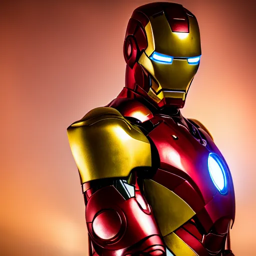 Prompt: portrait of iron man, clear focus, bokeh effect, high res, hasselblad, dslr, professional, cinematic
