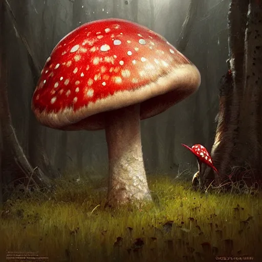 Prompt: greg rutkowski.amanita muscaria is mushroom smurf house