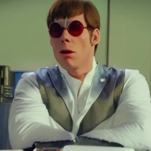 Image similar to Live Action Still of Jerma985 in Austin Powers, real life, hyperrealistic, ultra realistic, realistic, highly detailed, epic, HD quality, 8k resolution, body and headshot, film still