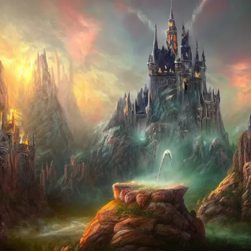 Castle of Distant Ideal, fantasy art, 8k HD wallpaper,, Stable Diffusion