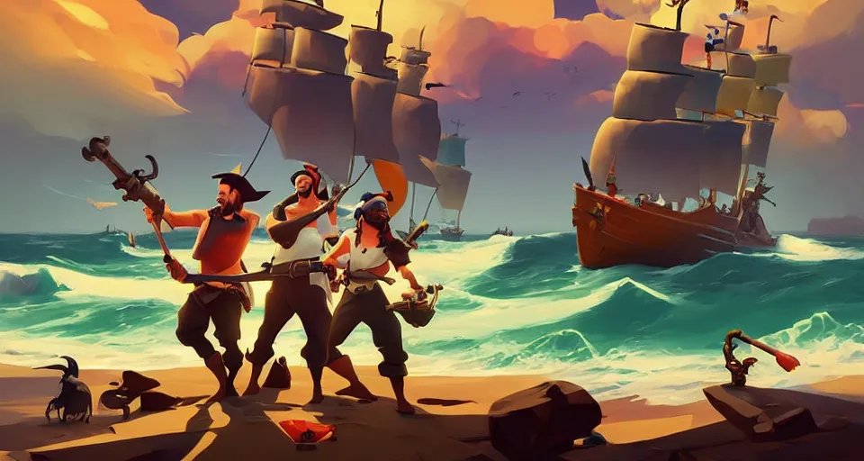 Image similar to painting treasure on sea of thieves game smooth median photoshop filter cutout vector, behance hd by jesper ejsing, by rhads, makoto shinkai and lois van baarle, ilya kuvshinov, rossdraws global illumination