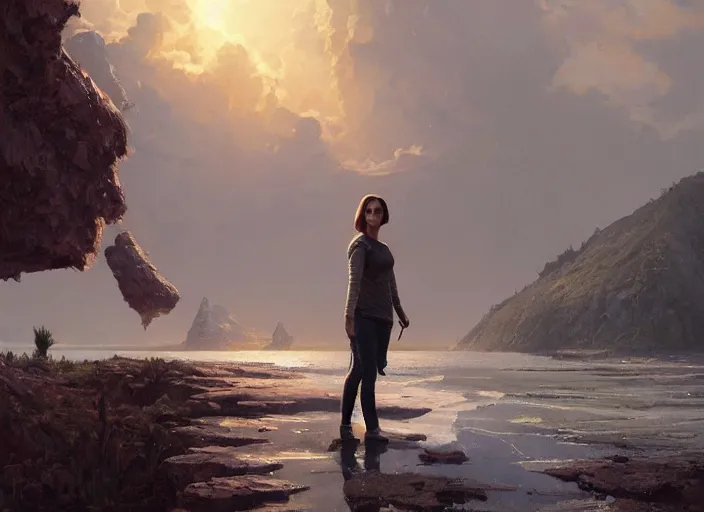 Image similar to highly detailed vanishing - point of natalie portman, in gta v, stephen bliss, unreal engine, fantasy art by greg rutkowski, loish, rhads, ferdinand knab, makoto shinkai and lois van baarle, ilya kuvshinov, rossdraws, tom bagshaw, global illumination, radiant light, detailed and intricate environment
