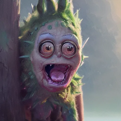 Image similar to pickle rick closeup portrait, dramatic light, lake background, 2 0 0 mm focal length, painted by stanley lau, painted by greg rutkowski, painted by stanley artgerm, digital art, trending on artstation