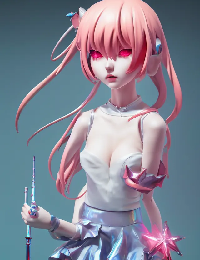 Prompt: james jean, ilya kuvshinov isolated magical girl vinyl figure, figure photography, glitter accents on figure, holographic undertones, anime stylized, high detail, ethereal lighting, rim light, expert light effects on figure, sharp focus, dramatic composition and glowing effects unreal engine, octane, editorial awarded character design