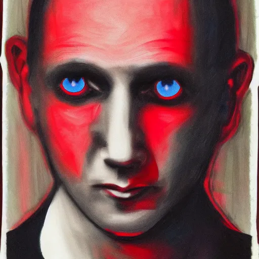 Image similar to a man with red glowing eyes