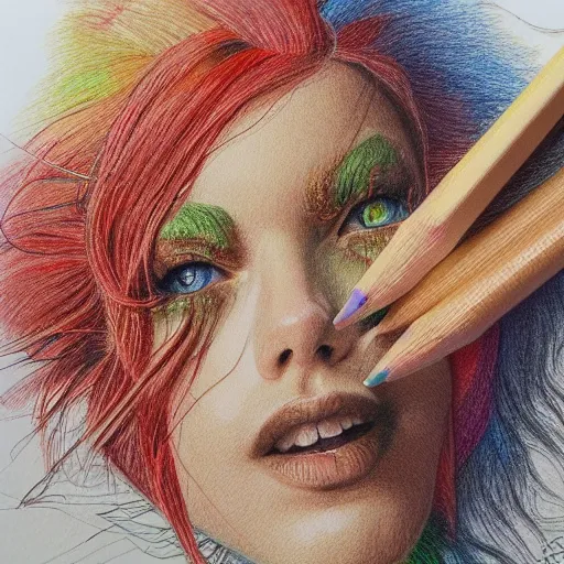 Colored pencil art on paper, highly detailed, artstation, Prism