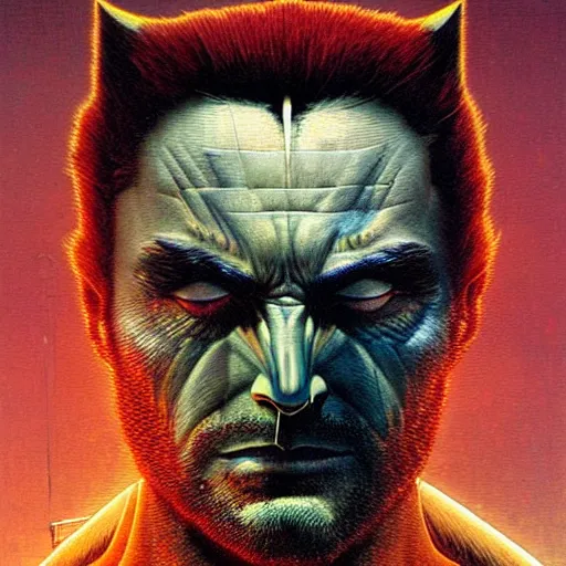 Image similar to wolverine by beksinski and tristan eaton, dark neon trimmed beautiful dystopian digital art