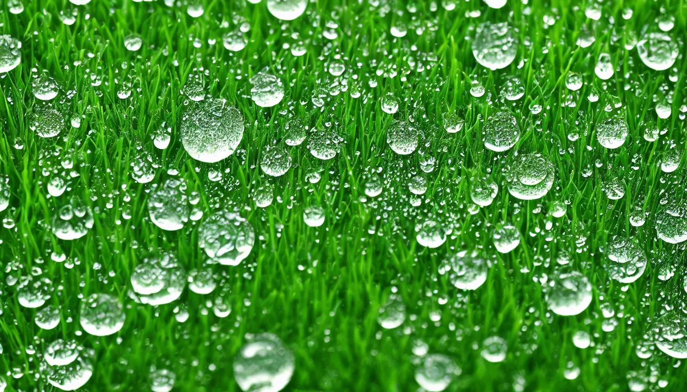 Prompt: an UltraHD wallpaper of fresh green grass with water drops, DSLR photography, clear image, highly detailed