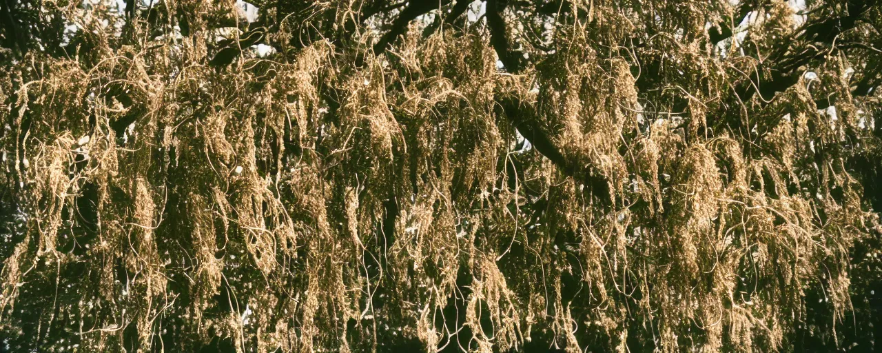 Prompt: medium shot of spaghetti growing on trees, canon 5 0 mm, cinematic lighting, photography, retro, film, kodachrome