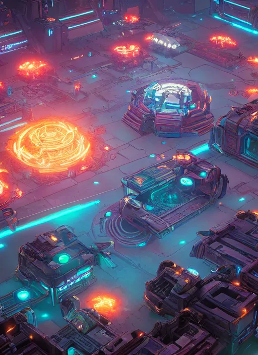 Image similar to glowwave techno civilization from borderlands 3, au naturel, hyper detailed, digital art, trending in artstation, cinematic lighting, studio quality, smooth render, unreal engine 5 rendered, octane rendered, art style by klimt and nixeu and ian sprigger and wlop and krenz cushart.