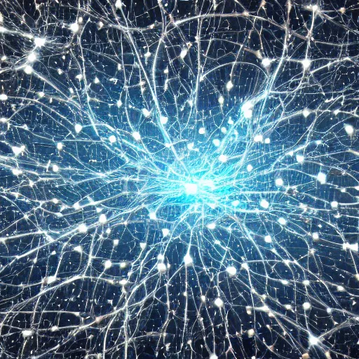 Image similar to army of interconnected neurons made of steel in space with hubble background, amazing, fire, splash, vray, 5 5 mm