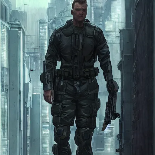 Prompt: self portrait of a Batou. Full body with military techwear and body armor, digital art, realistic, ultradetailed, concept art in the style of Ghost in the Shell: innocence. art by greg rutkowski and thomas kinkade, trending on artstation, devianart, cgsociety