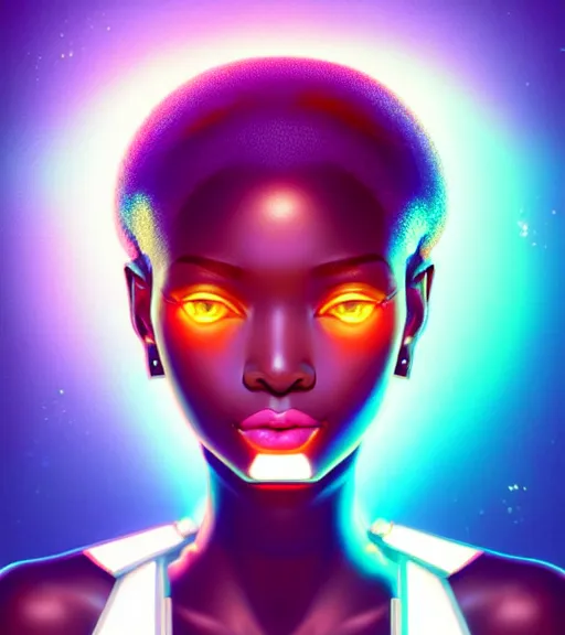 Image similar to symmetry!! asian princess of technology, solid cube of light, hard edges, product render retro - futuristic poster scifi, lasers and neon circuits, beautiful dark skin african princess, intricate, elegant, highly detailed, digital painting, artstation, concept art, smooth, sharp focus, illustration, dreamlike, art by artgerm