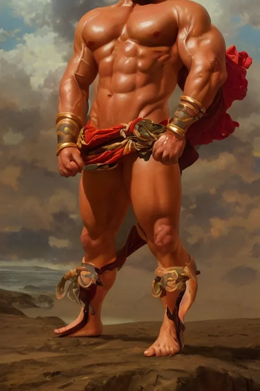 Prompt: the ultimate peruvian gigachad, muscular man, oil on canvas artstation by j. c. leyendecker and edmund blair leighton and charlie bowater octane render