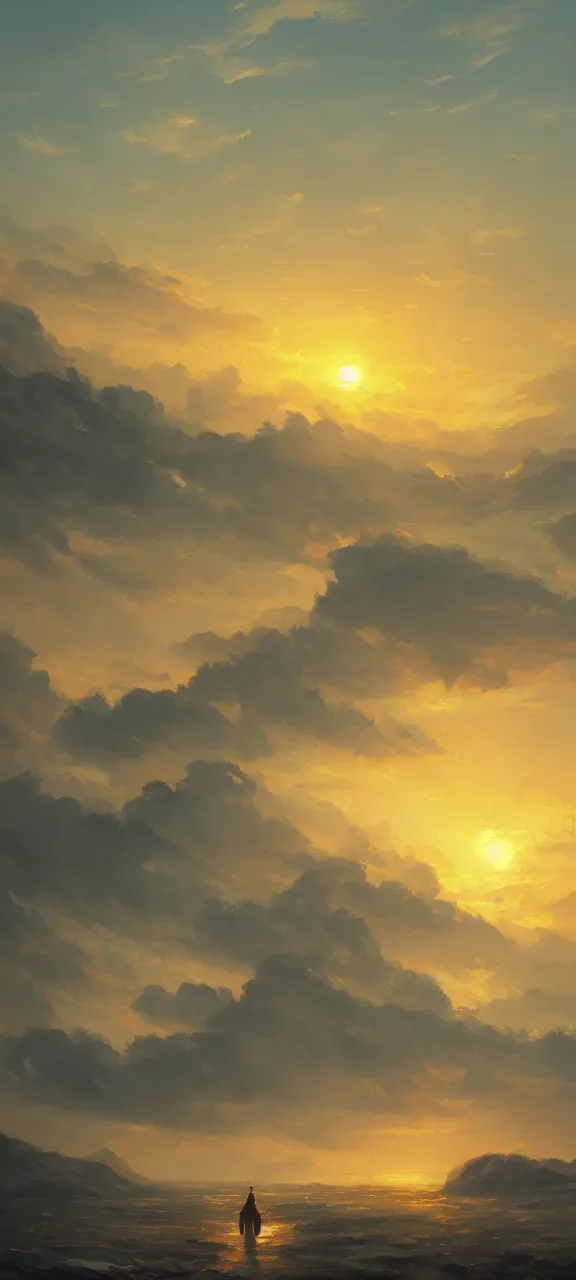 Prompt: A painting of a sunrise trending on artstation in the style of Greg Rutkowski