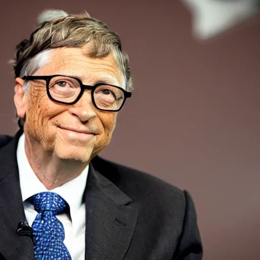 Image similar to Bill Gates wearing a leather jacket at a press conference