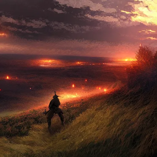 Prompt: the battle of the somme, highly detailed, digital painting, concept art, sharp focus, by makoto shinkai