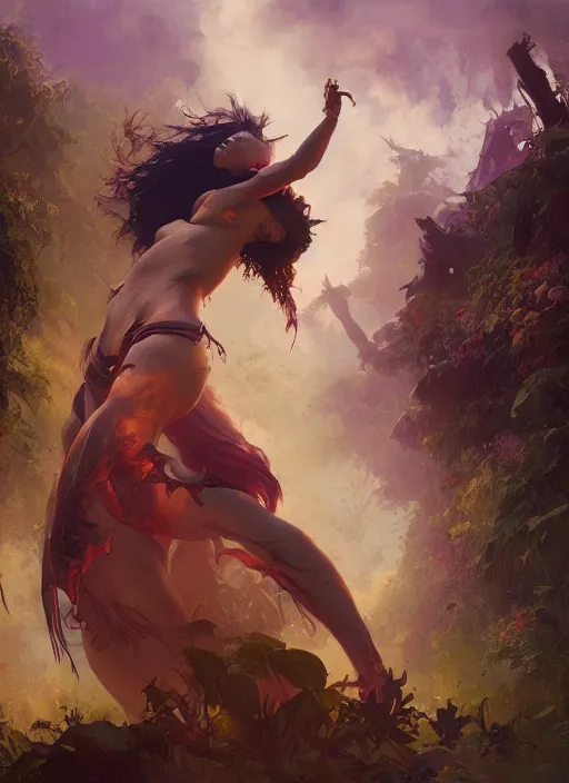 Image similar to hyper realistic photography of festival warrior curvy girl saturated colors, cinematic, vallejo, frazetta, greg rutkowski, royo, rowena morrill, juan gimenez