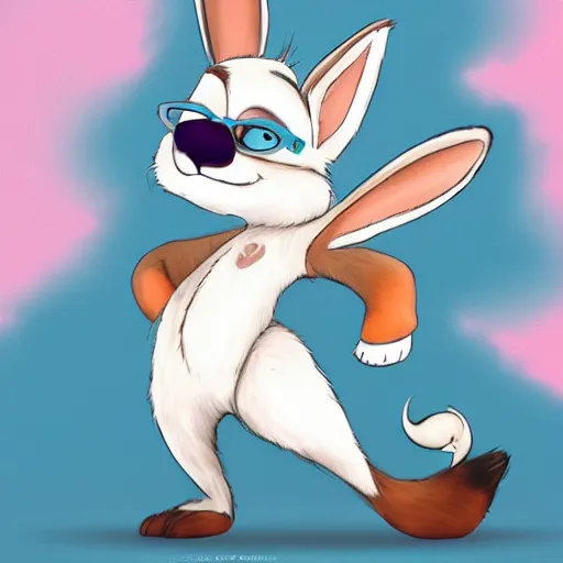 Prompt: cutie, female, anthropomorphic rabbit with white fur, in the style of zootopia,