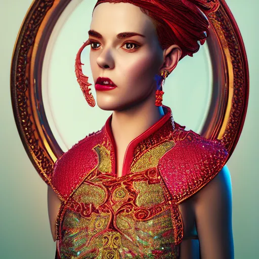 Image similar to portrait of royal princess of ruby with fair skin, ornate 8 k gorgeous intricate detailed, accent lighting, dramatic light, octane render