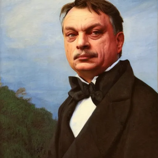 Image similar to a portrait of viktor orbán in the style of The Fallen Angel (1847) painting by Alexandre Cabanel
