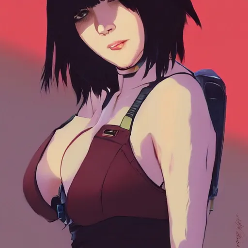 Image similar to concept art character, very high angle view, book cover, very attractive woman with full lips, walking in cyberpunk valley highly realistic, fine details, Anime, realistic shaded lighting by Ilya Kuvshinov katsuhiro otomo ghost-in-the-shell, magali villeneuve, artgerm, rutkowski, WLOP Jeremy Lipkin and Giuseppe Dangelico Pino, borderlands 3 style, Michael Garmash and Rob Rey book cover, extremely fine inking lines