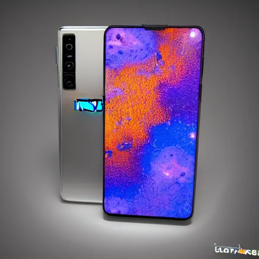 Image similar to galaxy s 2 1 ultra, paper - mache, cinematic, 4 k, spotlight, studio lighting, ray tracing global illumination, shiny, icy, ray tracing reflections, insanely detailed and intricate, hypermaximalist, elegant, ornate, hyper realistic, super detailed