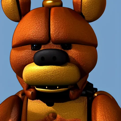 Image similar to impressive detailed 3D render of freddy fazbear, ray tracing