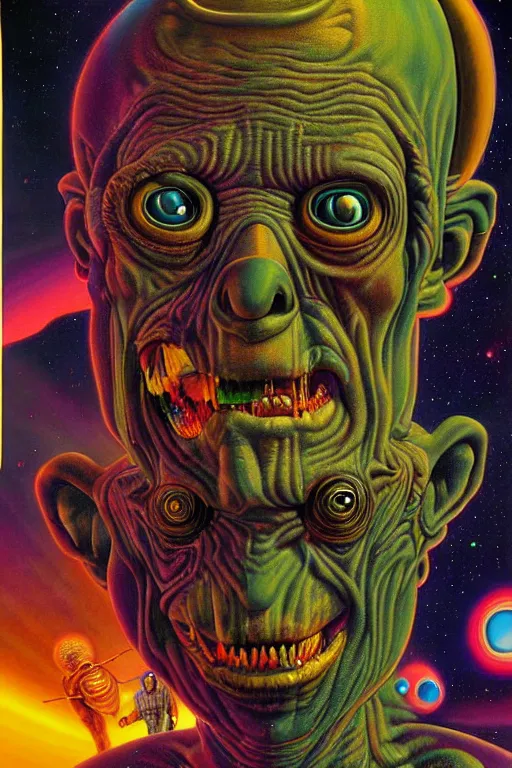 Image similar to a hyperrealistic painting of a cinematic space opera horror by chris cunningham, lisa frank, richard corben, highly detailed, vivid color,