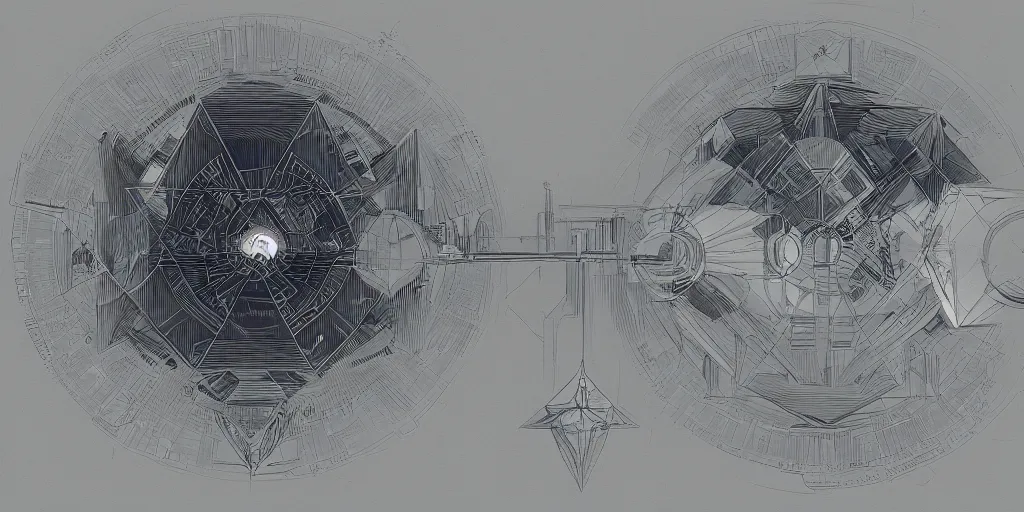 Image similar to stunning schematic diagram of a magic crystal, close-up, artbook, page, detailed, cross section, description, material, trending on artstation, cgsociety, Ralph McQuarrie and Greg Rutkowski