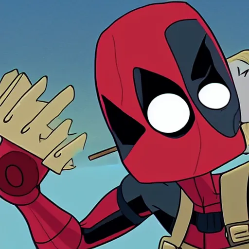 Image similar to Deadpool in regular show 4K quality