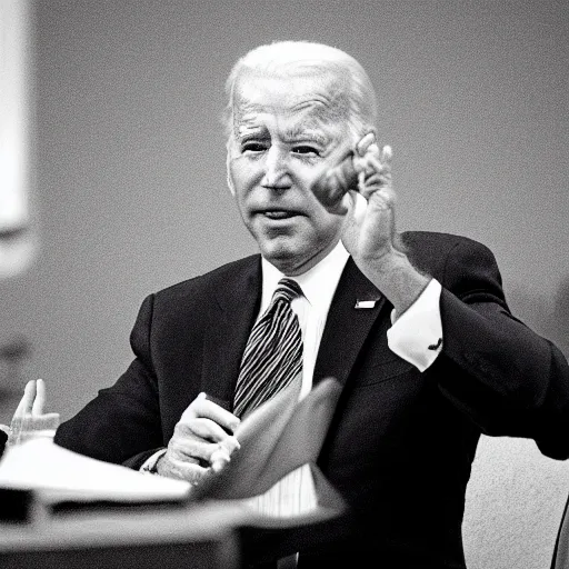 Prompt: a high quality realistic HD photograph of Joe Biden extremely high, intoxicated, tripping on LSD