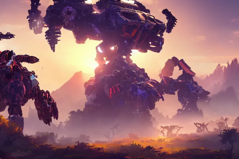 Image similar to scorcher machine mecha animal beast robot of horizon forbidden west horizon zero dawn bioluminiscence global illumination ray tracing hdr fanart arstation by sung choi and eric pfeiffer and gabriel garza and casper konefal