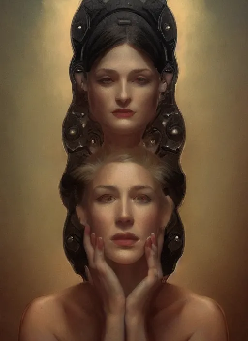 Image similar to portrait of david lynch symmetry!! machine parts embedded into face, intricate, elegant, highly detailed, digital painting, artstation, concept art, smooth, sharp focus, illustration, art by artgerm and greg rutkowski and alphonse mucha, 8 k