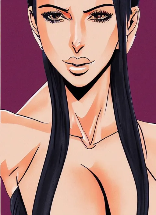 Prompt: kim kardashian manga cover, detailed color manga drawing, intricate, artstation trending, timeless
