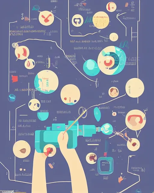 Image similar to a little girl in science lab experiment test tube microscope map. clean cel shaded vector art. minimalist illustration art by lois van baarle, artgerm, helen huang by makoto shinkai and ilya kuvshinov, rossdraws