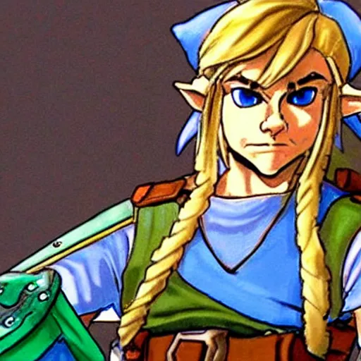 Image similar to link from zelda in the future, futuristic athmosphere, highly detailed, advanced technology
