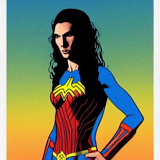 Image similar to “ gal gadot retro minimalist portrait by jean giraud, moebius starwatcher comic, 8 k ”