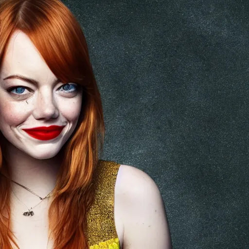 Image similar to portrait of emma stone as a goldfish