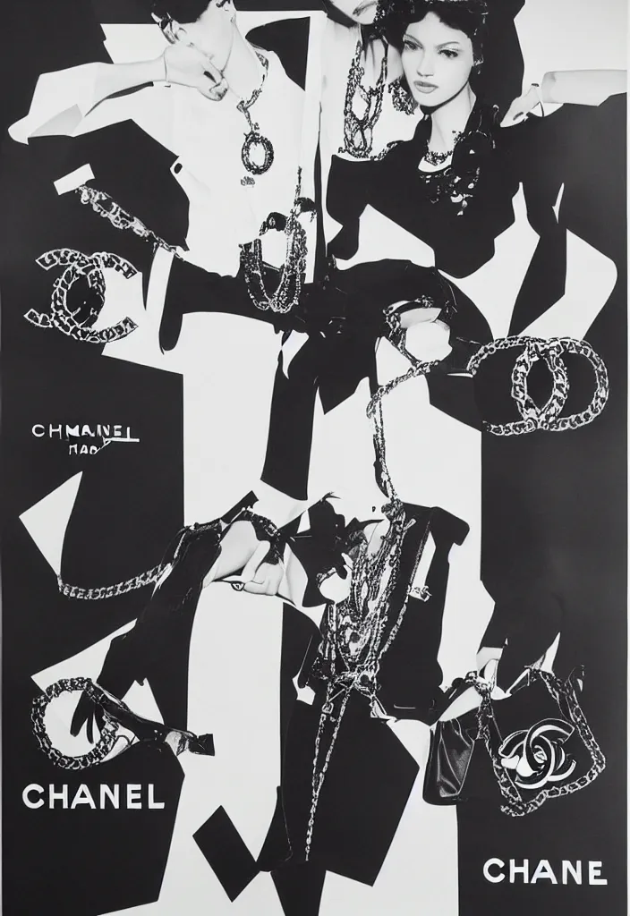 Image similar to Chanel advertising campaign poster.