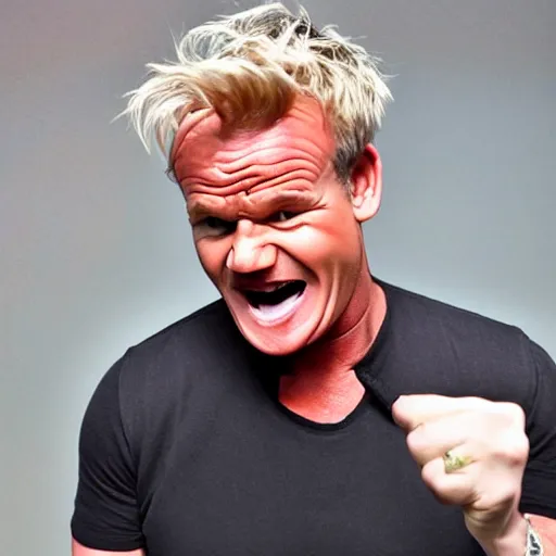 Prompt: gordon ramsey, yelling with his uvula showing in the picture, very big uvula