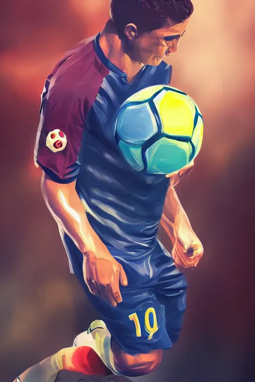 Prompt: portrait of ronaldo nazario holding a soccer ball, high quality, artstation, very beautiful, detailed, 4 k