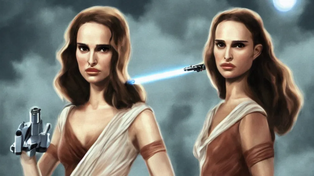 Image similar to natalie portman in star wars (1977), digital art