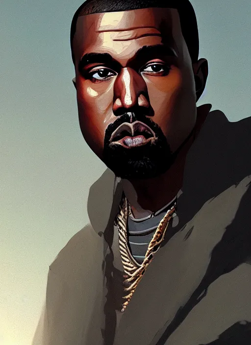 Image similar to highly detailed portrait kanye west standing pose in gta v stephen bliss unreal engine fantasy art by greg rutkowski loish rhads ferdinand knab makoto shinkai lois van baarle ilya kuvshinov rossdraws tom bagshaw global illumination radiant light detailed intricate environment