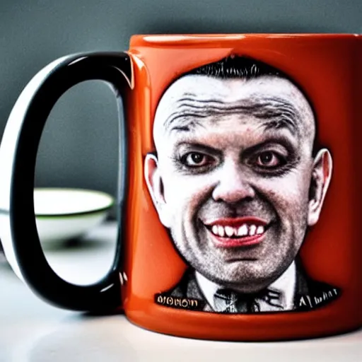 Prompt: a mug of an ugly mug on a mug