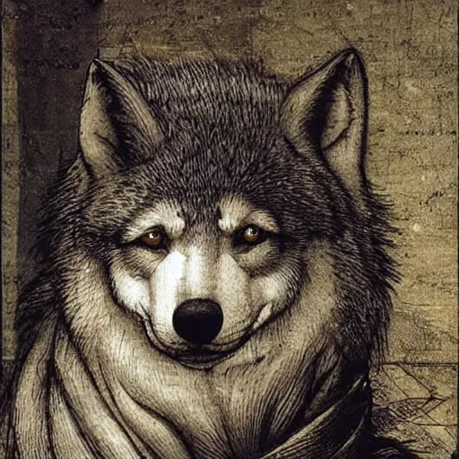 Image similar to retarded wolf, da vinci