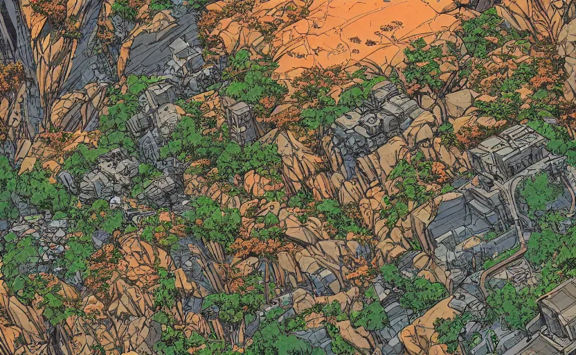 Image similar to the apex legends map kings canyon, high detail, Dan Mumford